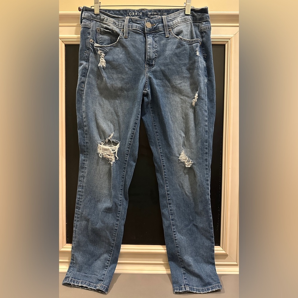 Torrid Perfect Boyfriend Ankle Vintage Stretch - Distressed Blue Jeans Size 10R